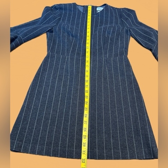 Saylor Black Constance Pinstriped Crewneck Dress w/ 3/4” Ruffled Bell Sleeves, M - Picture 13 of 15